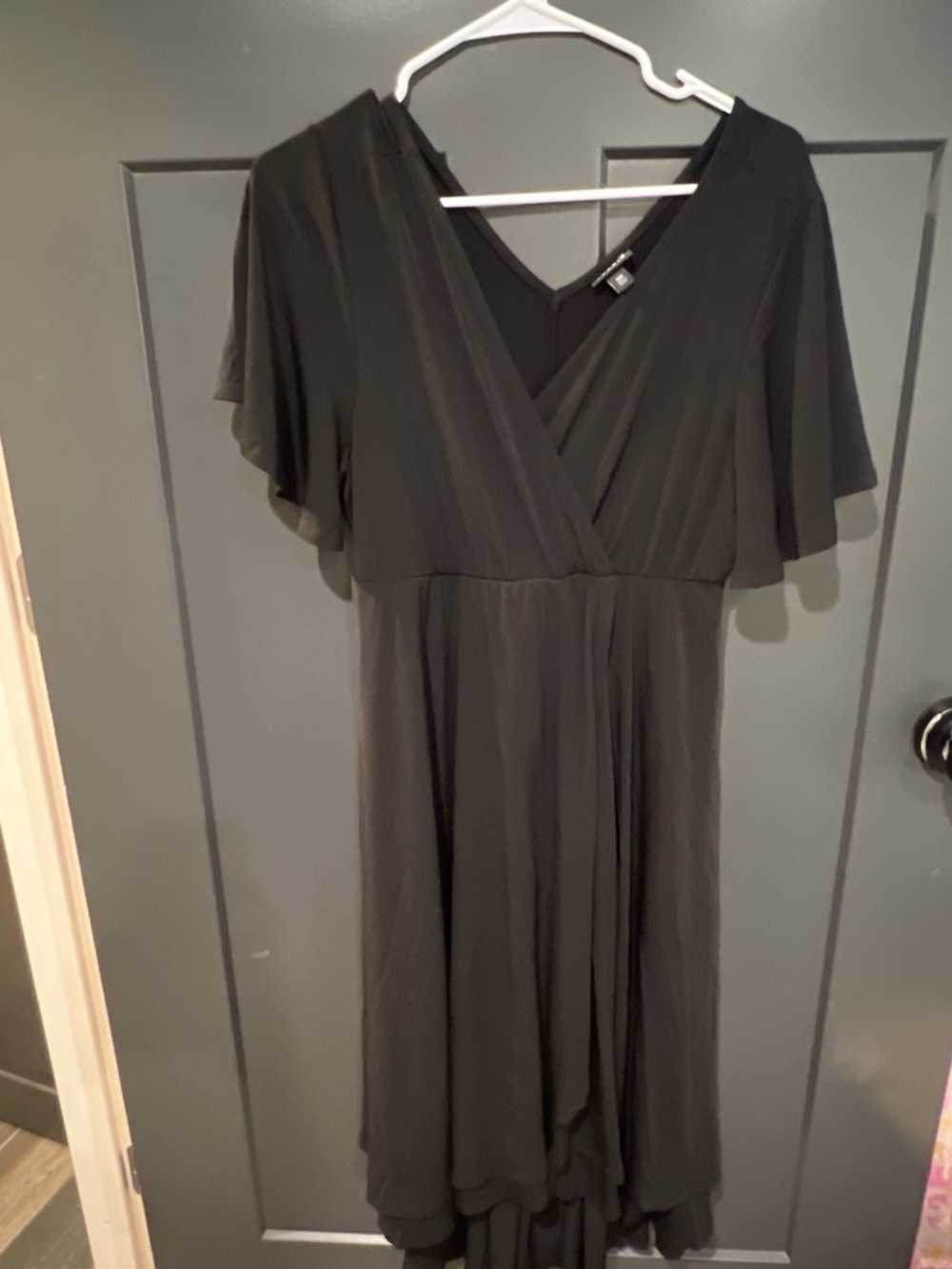 torrid Black High-Low V-Neck Flutter Sleeve Dress